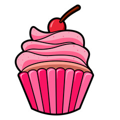 Sweet Cupcake with Cherry Topping
