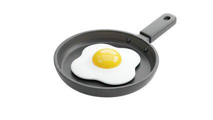 Fried Egg in a Pan on White Background