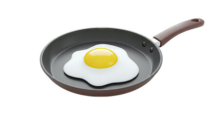 Fried Egg in a Pan on White Background