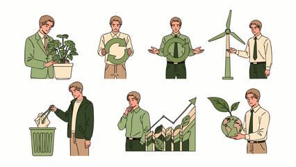 Man Engaged in Eco-Friendly Activities, Representing Sustainability, Recycling, and Green Energy Solutions