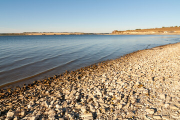 A beautiful landscape of the Volga River bank near the village of Klimovka in the Samara region on an autumn day