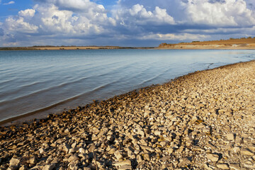 A beautiful landscape of the Volga River bank near the village of Klimovka in the Samara region on an autumn day