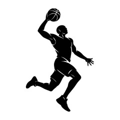 Basketball Player Slam Dunk Silhouette – Dynamic Vector Sports Icon