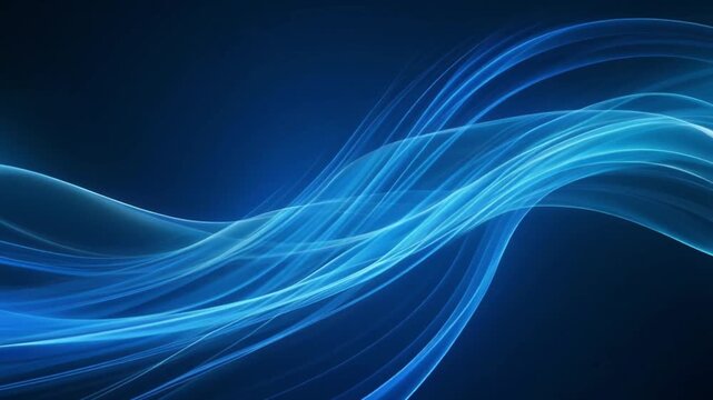 Vibrant abstract blue background, showcasing dynamic glowing light waves that elegantly flow, creating a modern, high-tech, and fluid visual experience with artistic flair