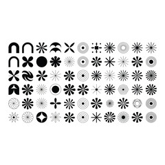 A collection of abstract geometric shapes and minimalist floral elements illustration