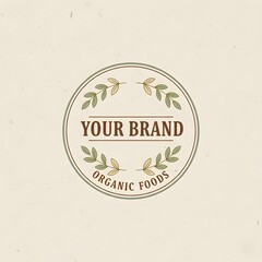Organic Food Brand Logo with Botanical Wreath Design
