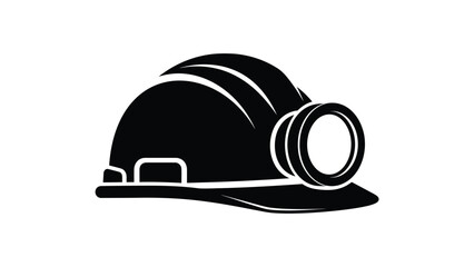 A black and white illustration of a construction worker s hard hat