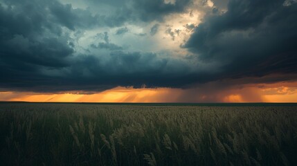 sunset over the field