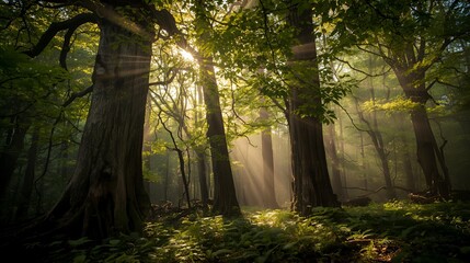 Fototapeta premium misty morning in the forest