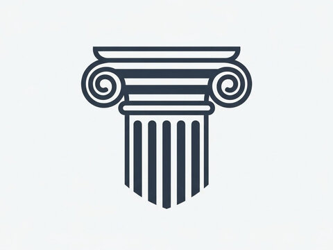 Elegant classical column capital icon in dark blue
