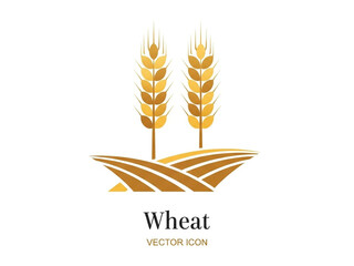 Golden Wheat Stalks Above Cultivated Field Vector Icon