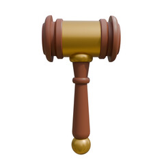 wooden gavel on white background