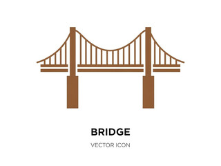Stylized Suspension Bridge Icon with Twin Towers and Cable Structure
