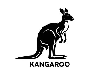 Stylized Kangaroo Silhouette Logo with Bold Typography