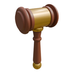 wooden gavel on white background