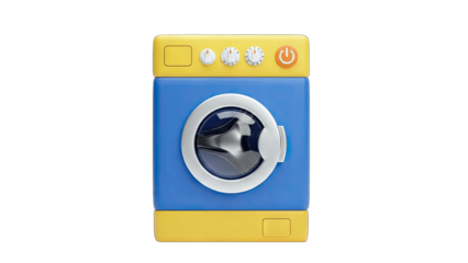 Cartoon Washing Machine Isolated on White Background