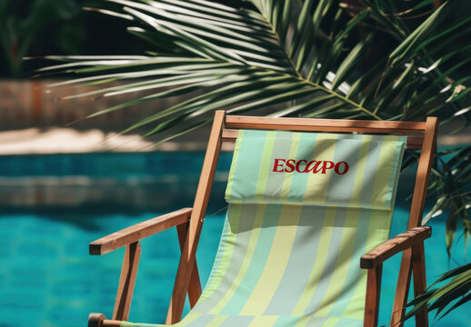 Tropical Relaxation Beach Chair Mockup By The Poolside PSD