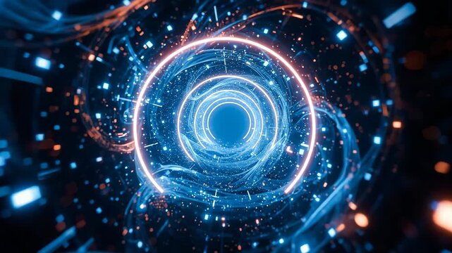 Portal to the Future: The image captures a mesmerizing swirl of vibrant, interconnected lights, suggesting the opening of a portal to the future.