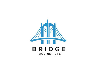 Suspension Bridge Logo with Pillars and Arches in Blue