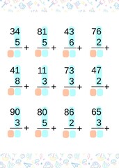 Addition worksheets designed for children to practice basic math skills, suitable for classrooms, homeschooling, workbooks, and early learning activities.