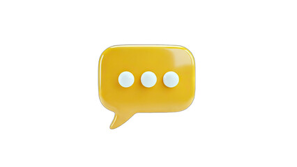 3D Yellow Chat Bubble with Dots on White