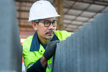 A dedicated inspection of the concrete block edges, ensuring the manufacturing quality meets strict construction standards.