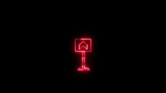 Directional sign arrow points to the up ,Abstract directional neon arrow icon animation
