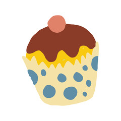 hand drawing colorful cute cupcake illustration. isolated design