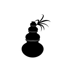 Obraz premium A black and white silhouette illustration of a traditional indian kalash vessel isolated on transparent background