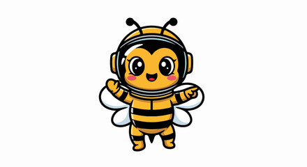 Obraz premium Cute Cartoon Bee Character in Space Suit with Happy Expression and Cheerful Posture