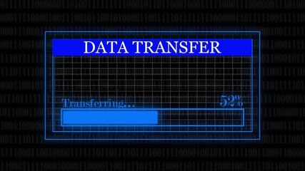 Technology digital data transfer concept. loading bar and data transfer advances with glowing binary code background.4k video - Powered by Adobe