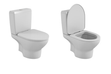 Water closet on white background. Isolated 3D illustration