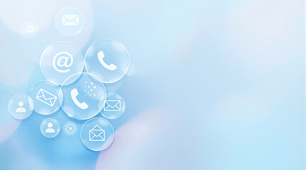 Modern communication icons on blue background for business