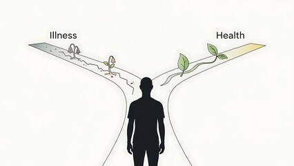 A visual representation of choices between illness and health a life s diverging path