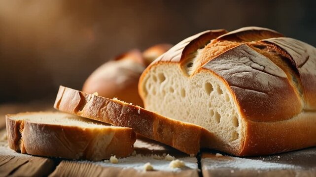 sliced bread on a wooden board