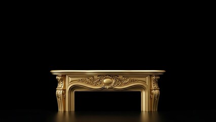 Ornate Golden Fireplace Mantelpiece with Intricate Carvings.