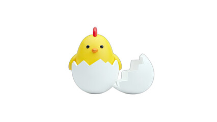 Cute Chick Hatching from Egg - Easter Concept