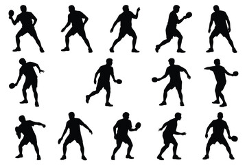 Silhouettes of athletic people performing various dynamic sports actions