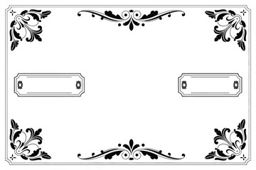 Elegant vintage frame with ornate floral designs and blank spaces
