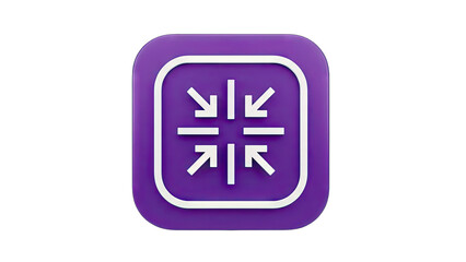 Obraz premium Compression Icon: Arrows Pointing Inward on Purple Background