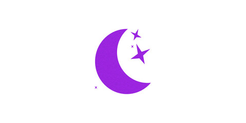 Obraz premium Purple crescent moon paper cutout, moon icon, waxing moon symbol, crescent moon icon symbol set on transparent background.