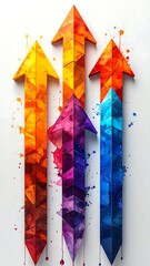 Colorful upward-pointing arrows with textured, watercolor effect