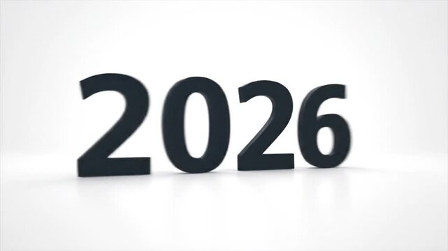 Sequential Countdown and Year Display Visual Animation Footage