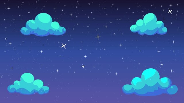 Cute Night Sky Clouds Motion Background Video 4K