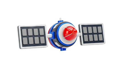 Cartoon Satellite Isolated on White Background