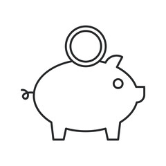 Piggy bank savings line art outline icon vector
