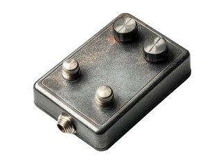 Vintage metal guitar pedal with knobs and switches