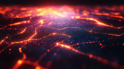 Abstract digital landscape featuring glowing lines and vibrant colors, representing data flow and connectivity in a modern tech environment.