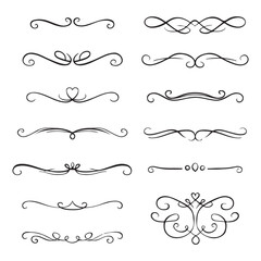 Fototapeta premium Elegant Hand-Drawn Dividers and Decorative Borders Set