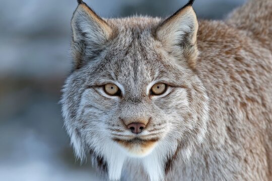 alaskan lynx starting at the camera - close-up wildlife - Powered by Adobe
